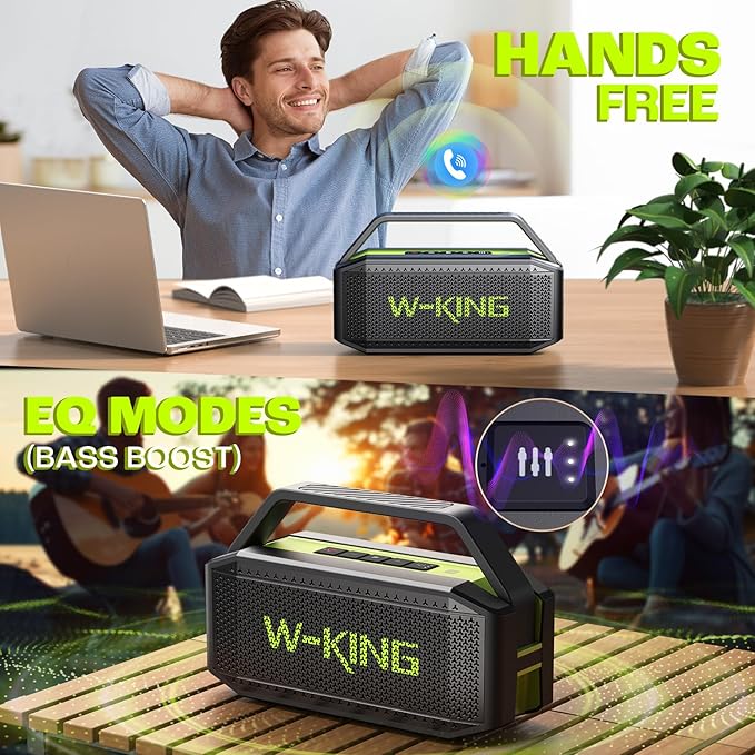 Portable Bluetooth Speaker 100W(Peak) Loud with Deep Bass, W-KING IPX6 Waterproof Speakers Bluetooth Wireless, 60W Ex-large Passive Radiator/40H/EQ/Dual Pairing/TF/AUX, Party Big Large Outdoor Boombox