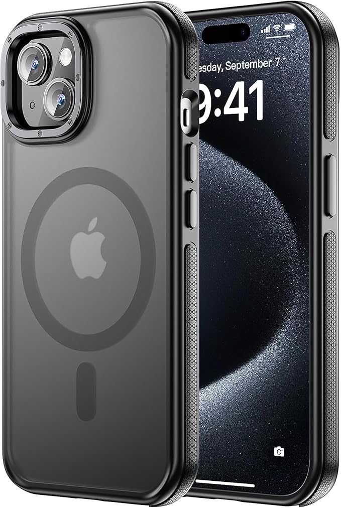 Tigowos for iPhone 15 Plus&iPhone 14 Plus Phone Case Fits MagSafe 10FT Drop Resistant Matte Skin Feeling Back Cover for iPhone 15 Plus&iPhone 14 Plus Case，Bumper Black