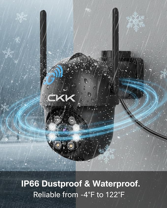 CKK 2K Security Camera Outdoor Corded Power, 4 Pcs 3MP PTZ WiFi Home Security Camera - 2.4G/5G Dual-Band, 360° Pan-Tilt, Color Night Vision, Motion Alerts, 2-Way Audio, 24/7 Recording, Waterproof