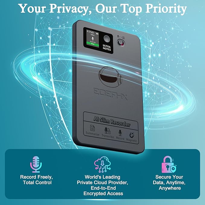 AI Voice Recorder, Transcribe & Summarize with Deep AI Analysis, Support 152 Languages, App Control, AI Noise Cancellation, Upgraded Built-in MagSafe, 64GB Audio Recorder for Meetings, Lectures, Call