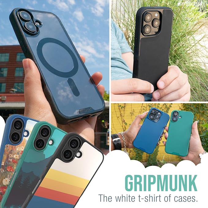 Smartish® iPhone 16 Pro Magnetic Case - Gripmunk Compatible with MagSafe [Lightweight + Protective] Slim & Thin Grip Cover with Microfiber Lining for Apple iPhone 16 Pro - Custom Prints