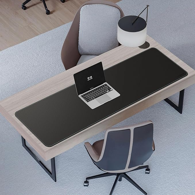 CENNBIE Leather Desk Mat Protector, 59" x 16" Extra Large Office Desk Pad Mat for Full Desk, Computer Desk Mat on top of desks - Oversized Large Mouse Pad (Black)