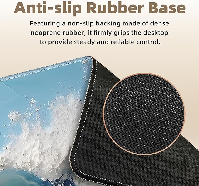 Galdas Gaming Mouse Pad XXL XL Large Long Extended Big Mousepad Non-Slip Rubber Keyboard Desk Pad with Stitched Edges for Laptop Home Office (31.5x11.8x0.08 Inch) … (Painting Waves)