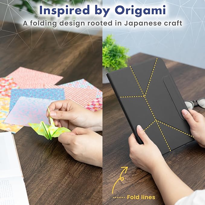 BELLEMOND iPad Air 13" Case M4 2026 / M3 2025 / M2 2024 | Origami Folio Stand | 6-Mode Foldable, Magnetic Detachable Cover | Mamoru Ori Case | Black & Grey
