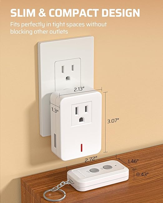 DEWENWILS Indoor Remote Control Outlet, Expandable Remote Light Switch Kit, Wireless On Off Power Switch, 100ft RF Range, Compact Design, White