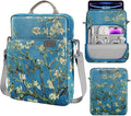 MoKo 9-11 Inch Tablet Sleeve Bag Handle Carrying Case with Shoulder Strap for iPad Pro, Air, 10th, 9/8/7, Air 5/4, Tab S8/S9, Apricot Flower