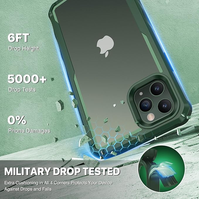 CENHUFO Privacy for iPhone 11 Pro Case, Full Body Phone Case with Built-in 9H Tempered Glass Privacy Screen Protector and Camera Lens Protector, Anti Peep Spy Shockproof Bumper Clear Cover - Green