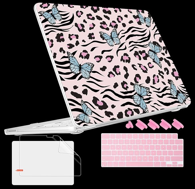Tuiklol for 2026 MacBook Neo 13 Inch A18 Pro Chip Case, (Model A3404) Anti-Scratch Anti-Drop Slim Hard PC Shell Case with Shockproof Protective MacBook Neo Laptop Cover, Leopard Butterfly