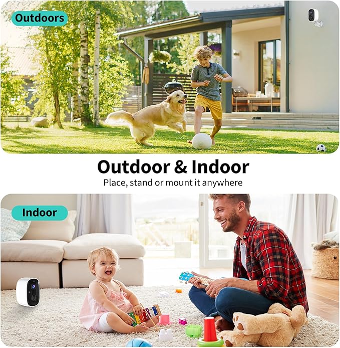 Security Cameras Wireless Outdoor,2K Indoor WiFi Wireless Cameras,Outside Battery Powered Camera for Home Security,AI Motion Detection,Color Night Vision,Spotlight,Siren Alarm,SD/Cloud Storage,2 Pack
