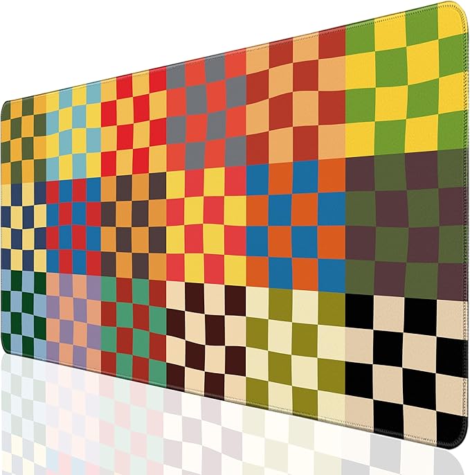 Desk Cover Mat, Extended Cute XXL Large Mouse Pad, Computer Laptop Mat Desk Decor for Office Game Home 31.5 X 15.7 Inch (Retro Checkered)