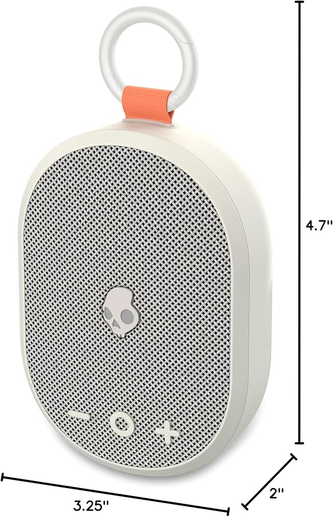 Skullcandy Kilo Wireless Bluetooth Speaker - IPX7 Waterproof Mini Bluetooth Speaker with 24 Hour Battery, Downward Firing Passive Radiator, and True Wireless Pairing - Perfect for Outdoor (Bone)