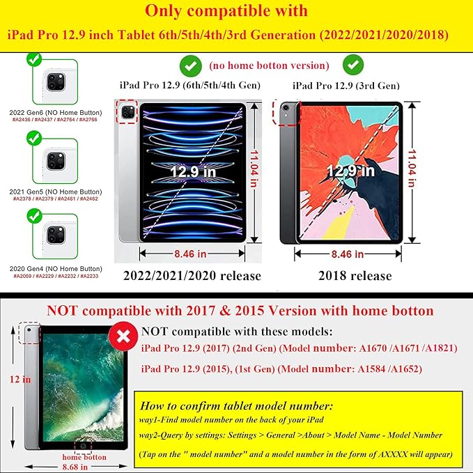 for iPad Pro 12.9 inch Case 6th/5th/4th/3rd Generation (2022/2021/2020/2018) Translucent Frosted Soft TPU Back Shockproof Silicone Slim Lightweight Thin Anti-Yellow Corner Protective Cover