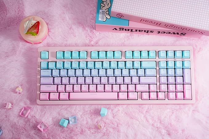 ZORNHER ZH980 Mechanical Keyboard,95% Pink & Blue Creamy Keyboard with Number Pad,Gaming Keyboard Full Size,Shine Through PBT Keycaps,Creamy Sounding Linear Switches