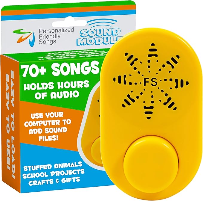 2+ Hr Voice Box for Stuffed Animals by Friendly Songs - This Sound Module can Hold 70+ MP3 Songs or MP3 Voice Recordings Inside The Voice Recorder for Stuffed Animals and Plush Teddy Bears