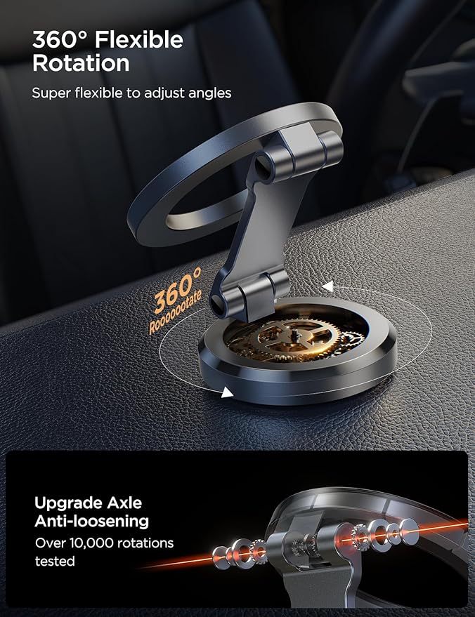 JOYROOM Fits iPhone 16/16 Pro Max MagSafe Car Mount, [All Metal & 360° Adjustment] Magnetic Phone Holder for Car with N55 Strong Magnets, Car Mount for iPhone 16 15 14 13 12 & MagSafe Case, Space Gray