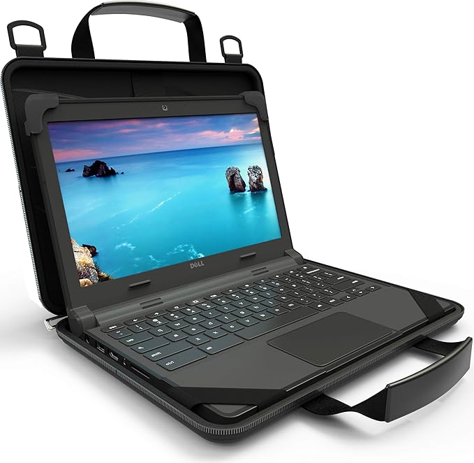UZBL 13-14 Inch Always-on Chromebook Protective Hard Case with Adjustable Shoulder Strap and Carrying Handles