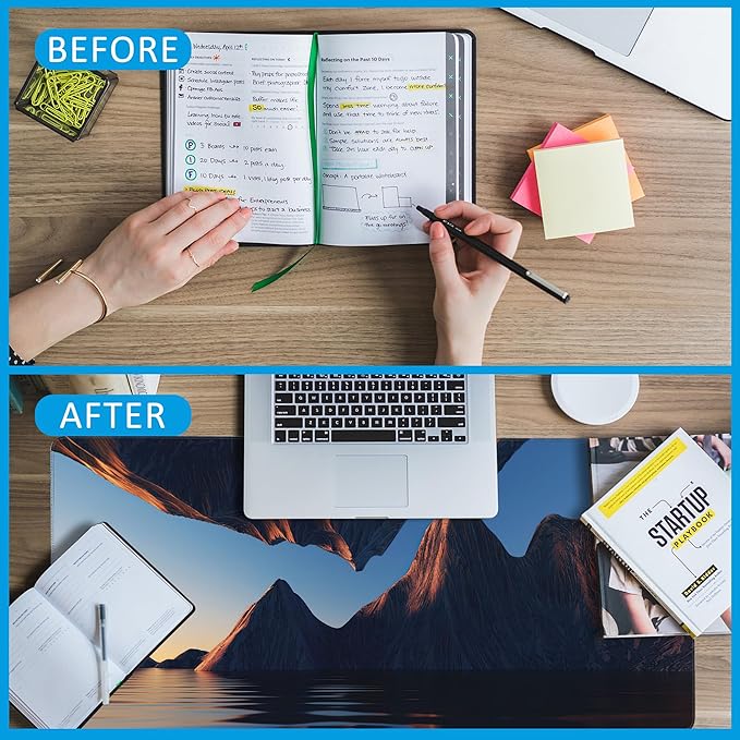Fantasy Landscape Large Gaming Mouse Pad,Waterproof Desk Mat for Desktop,Non-Slip Rubber Base Mousepad with Stitched Edges for Laptop Office and Home 35.4X15.7 Inch