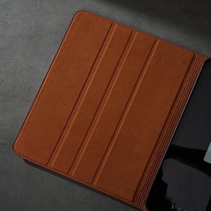 Gexmil Genuine Leather Case for iPad Pro 13 Inch (M5/M4) 2025/2024 with Pencil Holder,Protective Shockproof Smart Premium Leather Folio Cover Adjustable Stand Auto Sleep/Wake Anti-Slip,Flower Brown