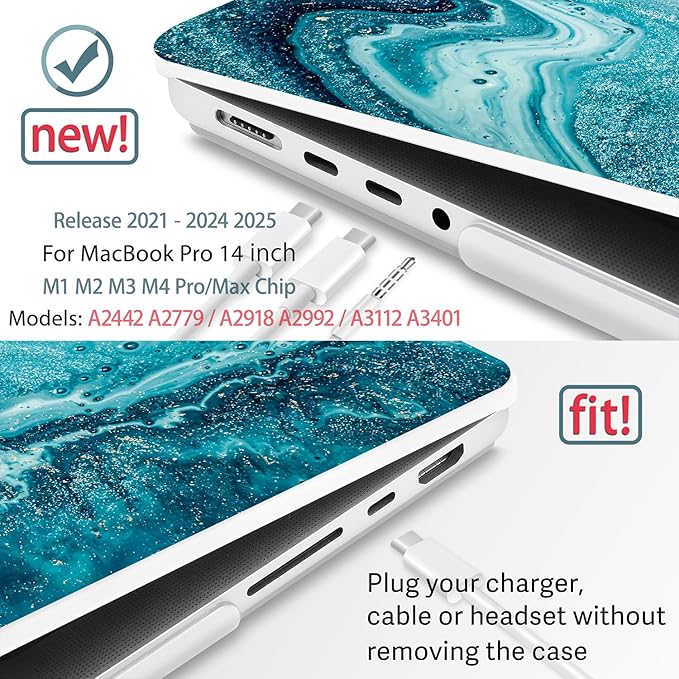 May Chen for 2026 MacBook Pro 14-inch M5 M4 M3 M2 M1 Pro/Max Chip, Release 2026 2025-2021, Model A3427 A3426 A3434 A3112 A3401 A3185, Plastic Hard Shell with Keyboard Cover, Blue Marble