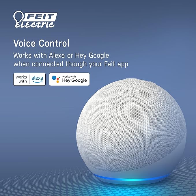 Feit Electric OM60/927CA/AG 60W Equivalent WiFi Dimmable, No Hub Required, Alexa Google Assistant A19 Smart LED Light Bulb, 4.4" H x 2.3" D, 2700K Soft White (Pack of 2)