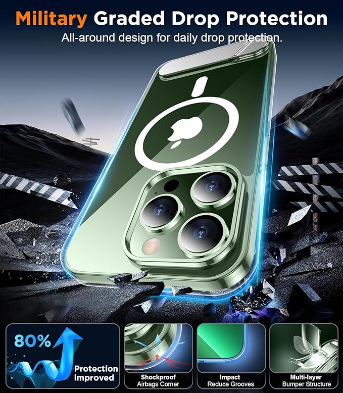 Magnetic Compatible with iPhone 13 Pro Max Case, [Built-in Invisible Kickstand][Compatible with MagSafe] [Military Grade Shockproof] Slim Thin Phone Case for iPhone 13 Pro Max 6.7"