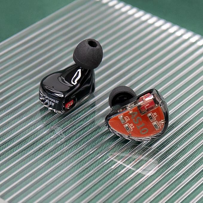 KZ AS10 Pure 5 Balanced Armature 5BA Earphone, Musician in Ear Monitor Headphone High Fidelity HiFi Headset (with Microphone, Black)…