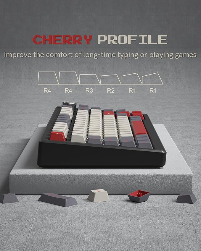 Womier Double Shot PBT Keycaps Set 138 Keys, Cherry Profile Custom Keycaps 60 65 75 100 Percent for 61/64/68/84/87/100/104/108 Retro Gaming Mechanical Keyboard, Purple Gray