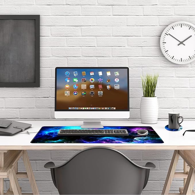 AIMSA Extended Gaming Mouse Pad Desk Mat, Large Mousepad with Stitched Edges (35x15.7 in), Keyboard Mouse Mat Stable Rubber Base Desk Pad for Work, Game - Gorgeous Nebula Galaxy