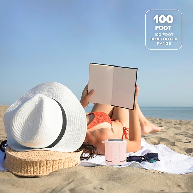 Altec Lansing HydraMicro - Waterproof Bluetooth Speaker, Lightweight & Portable Speaker for Travel & Outdoor Use, Petal Pink