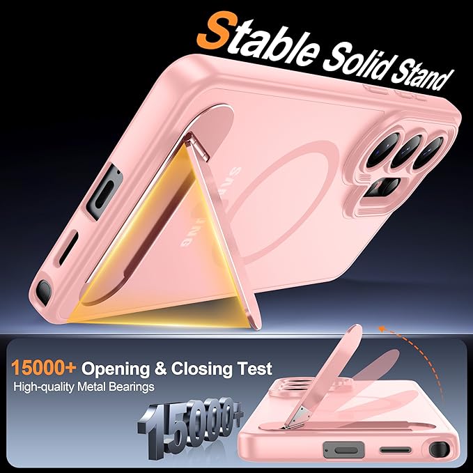 Magnetic for Samsung Galaxy S26 Ultra Case, [Compatible with MagSafe][Full Camera Protection][Built-in Invisible Kickstand] Translucent Matte Phone Case for S26 Ultra 6.9" - Pink