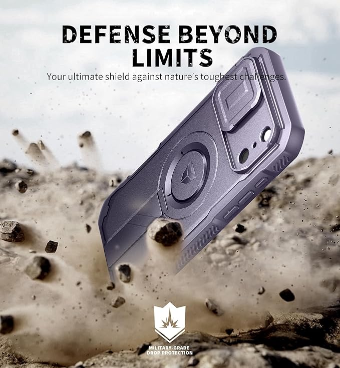 Dexnor for iPhone 17 Pro Max Case, [2 Front Frame & Built-in Flip Camera Cover & Kickstand], Compatible with MagSafe, Heavy-Duty Rugged Shockproof Case with Screen Protector, 6.9 inch Phantom Purple