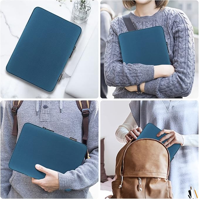 MoKo 13 Inch Tablet Sleeve Fits New 13inch iPad Air M4 2026, iPad Pro M5/M4/Air M3/M2 13", iPadPro 12.9", Galaxy Tab S8+/S9+ 12.4", Polyester Bag Fit with Apple Pencil or Smart Keyboard, Peacock Blue