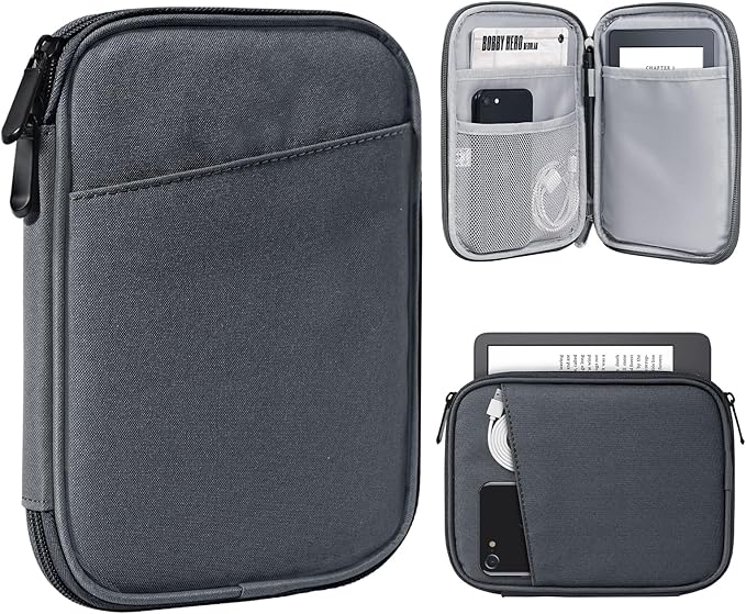 TiMOVO 6-7 Inch Tablet Sleeve for eReader Book Paperwhite/Colorsoft Signature Edition, Protective Sleeve Cover Case with Pocket for E-Reader/Oasis & Kobo Devicess, Space Gray