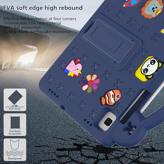 AKABEILA Compatible with Samsung Galaxy Tab A7 10.4 (2020/2022)/Tab S6 10.5(2019)/Tab S5e 10.5 inch(2019)/Tab S6 Lite 2020/2022 10.4 Tablet Case, Shoulder Strap & Pen Tray for Girl Kid Gift Navy Blue