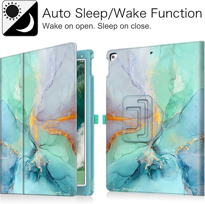Fintie Folio Case for iPad Pro 12.9 (2nd Gen) 2017 / iPad Pro 12.9 (1st Gen) 2015 - [Corner Protection] Premium PU Leather Smart Stand Protective Cover with Auto Sleep/Wake (Emerald Marble)