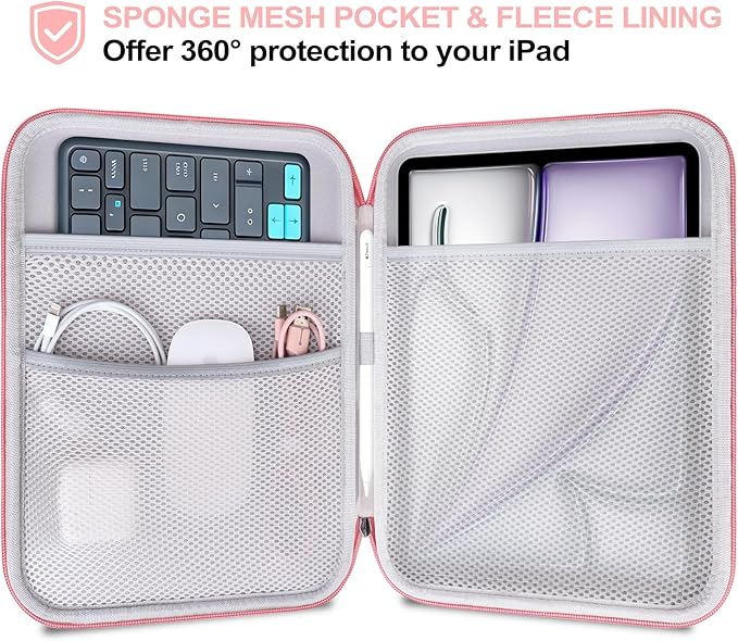 Lacdo Tablet Sleeve Case for 11 inch iPad A16 / 11 inch iPad Air M4 M3 M2 / 11" iPad Pro M5 M4 / 10.9" iPad Air /10.2" iPad, 11" Samsung Galaxy Tab A9+ Hard Shell Protective Tablet Carrying Case, Pink