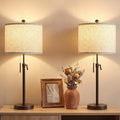 Qingmiao Table Lamps Set of 2, 22" to 30" Adjustable Nightstand Lamps for Bedroom, Dimmable End Table Lamps for Living Room Console Entry Farmhouse Home Decor, New House Warming Gifts
