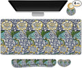 DINKY Large Mouse Pad and Keyboard Wrist Rest Set, Extended Mouse Pad with Wrist Support, Non-Slip Desk Mat Protector Desk Blotter for Keyboard and Mouse, Floral Art