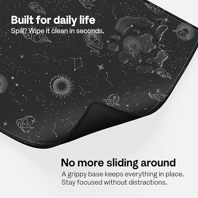 Pixio Mouse Pads - 36 x 16 inch XXL Celestial Black Multifunctional Large Desk Mats for Gaming, Office, Desktop Anti-Slip Waterproof Washable Computer Mouse Mat