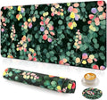 Large Gaming Mouse Pad with Coaster, Desk Matt for Desktop, Desk Pad, Mouse Pads Mat, Stitched Edges Big Extended Mousepad for Computer Keyboard Laptop Office Decor, 31.5'' x15.6''-Eucalyptus