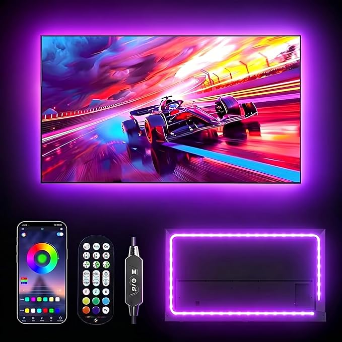 LED Lights for TV, RGB TV Backlight Behind, 16.4ft LED Lights for 45-75 Inch TVs, Music Sync Bluetooth APP & Remote Control,USB Powered Strip Lights for Bedroom, Xmas, Home Décor