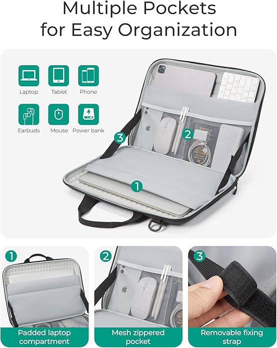 BAGSMART 15.6-16 inch Laptop Computer Case with Strap,Shockproof Waterproof Laptop Bag with Sturdy Handle