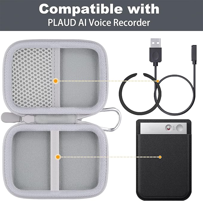 Hard Carrying Travel Case for PLAUD Note/Note Pro AI Voice Recorder,Compatible with Digital Recorder and Magnetic Protective Case(White)
