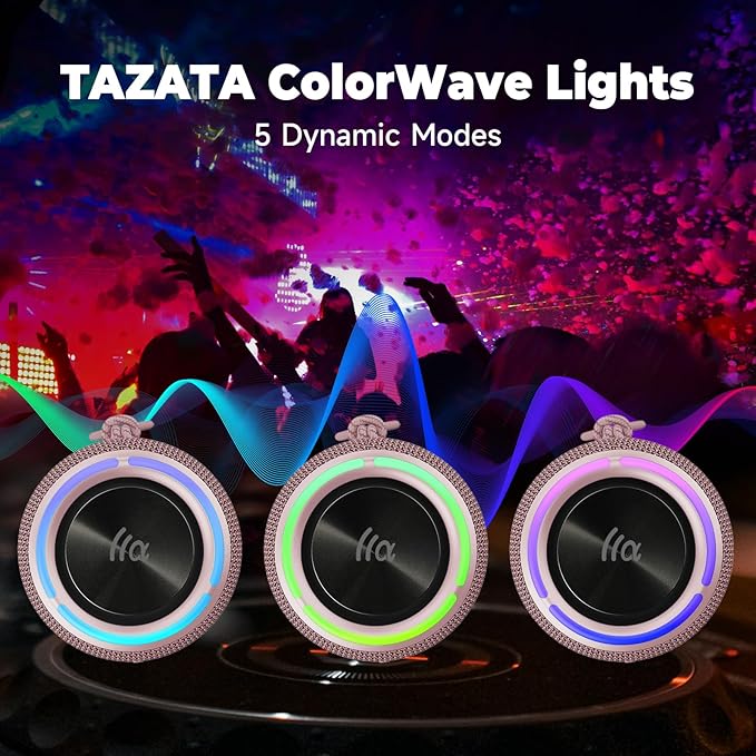 TAZATA Bluetooth Speaker,30W Portable Wireless Speaker with TWS,IPX7 Waterproof, 8H Playtime, LED Lights,for Pool/Beach/Shower, Birthday Gift, Valentines Day Gifts