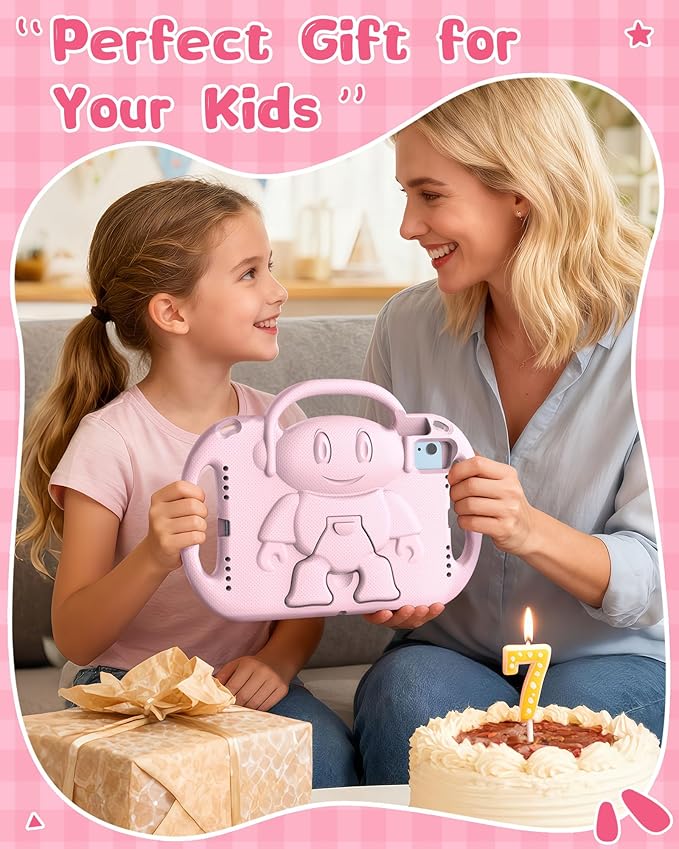 Kids Case for iPad A16 11" 2025 (11th Gen) & 10th Generation 10.9" 2022 & iPad Air 11" M3/M2 & Air 5th/4th Gen & Pro 11, Durable Shockproof Cover with Shoulder Strap Handle Stand, Light Pink