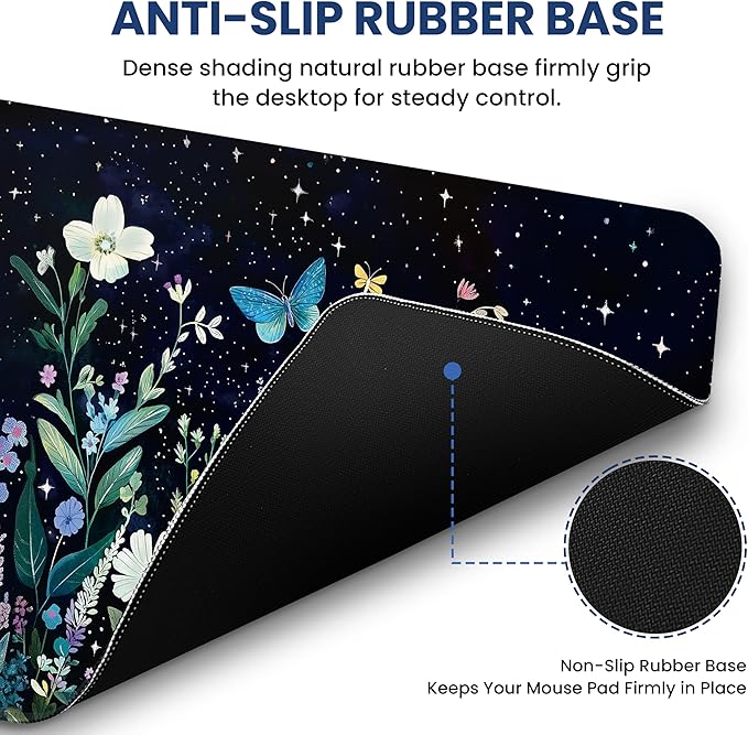 Large Mouse Pad for Desktop, Cute Desk Mat Pad Protector for Work & Gaming, Aesthetic Pretty Anti-Slip Laptop Blotter Cover for Office School Home Supplies, Celestial, 31.5" x 11.8"