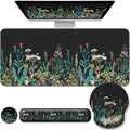 Desk Mat Set + Keyboard and Mouse Pad with Wrist Rest Support,4-in-1 Large Mousepad Computer Mats for Desktop Home & Office-Floral Flowers