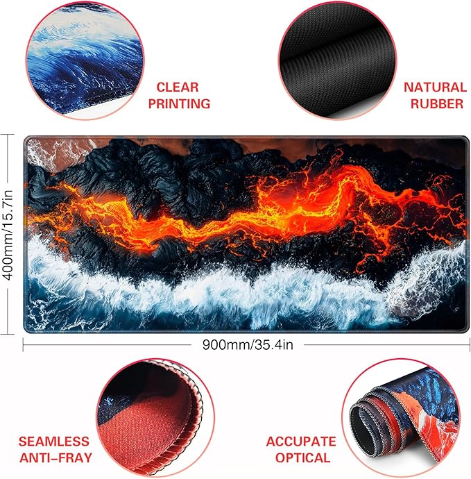 Mousepad, Large Gaming Mouse Pad XXL 35.4×15.7in, Extended Computer Keyboard Mouse Mat Desk Pad for Laptop with Stitched Edges, Waterproof Mousepad for Gamer Home&Office Women