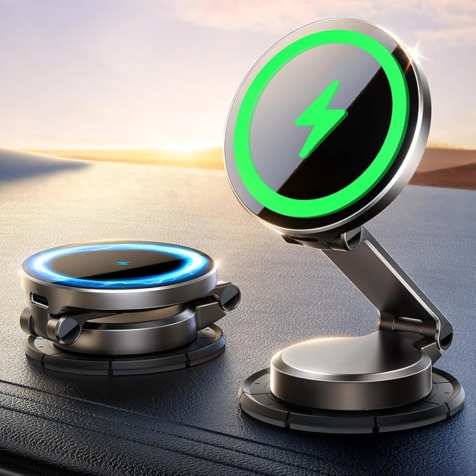 JOYROOM All-Metal MagSafe Car Mount Charger, 15W Mini Magsafe Car Charger for Dashboard, Wireless Car Charger for iPhone 17 Pro Max Plus/iPhone 16 15 14 13 12 Pro Max Plus, Dark Blue