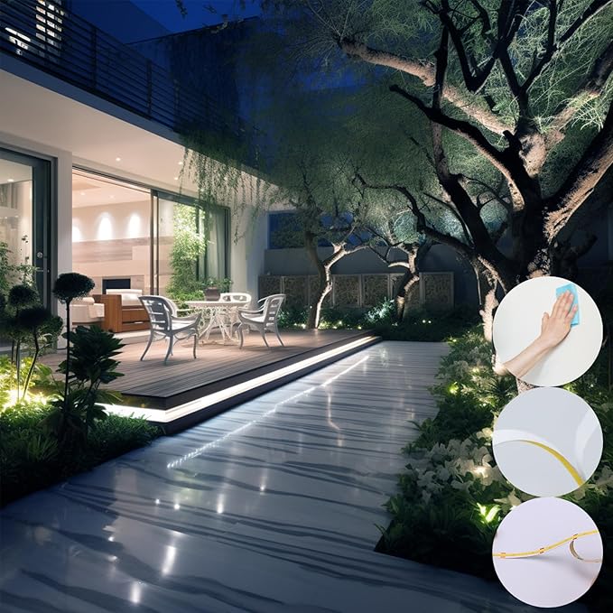 BENLUN 24V COB LED Strip Light Outdoor Waterproof 65.6ft (2 Rolls of 32.8ft), 6000K Cool White 11W/M 312LEDs/M CRI 93 LED Tape Light with Power Supply for Bedroom Courtyard Living Room Ceiling